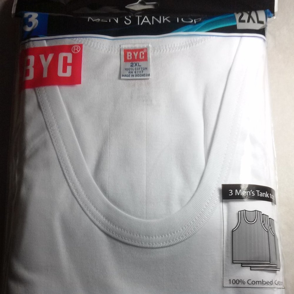 Tank Top Mens 100% Cotton (3pk) NWT White